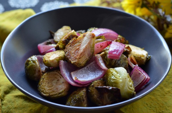 Sherry-Dijon Roasted Brussels Sprouts and Onions