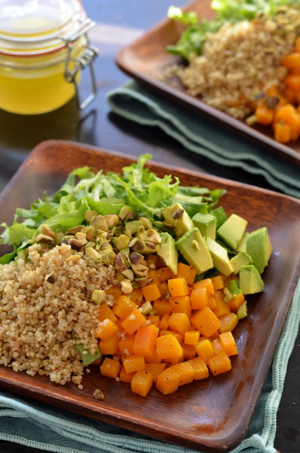 Roasted Butternut Squash Chopped Salad with Honey-Lime Dressing