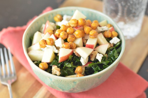 Kale Salad with Roasted Chickpeas and Apple-Miso Vinaigrette