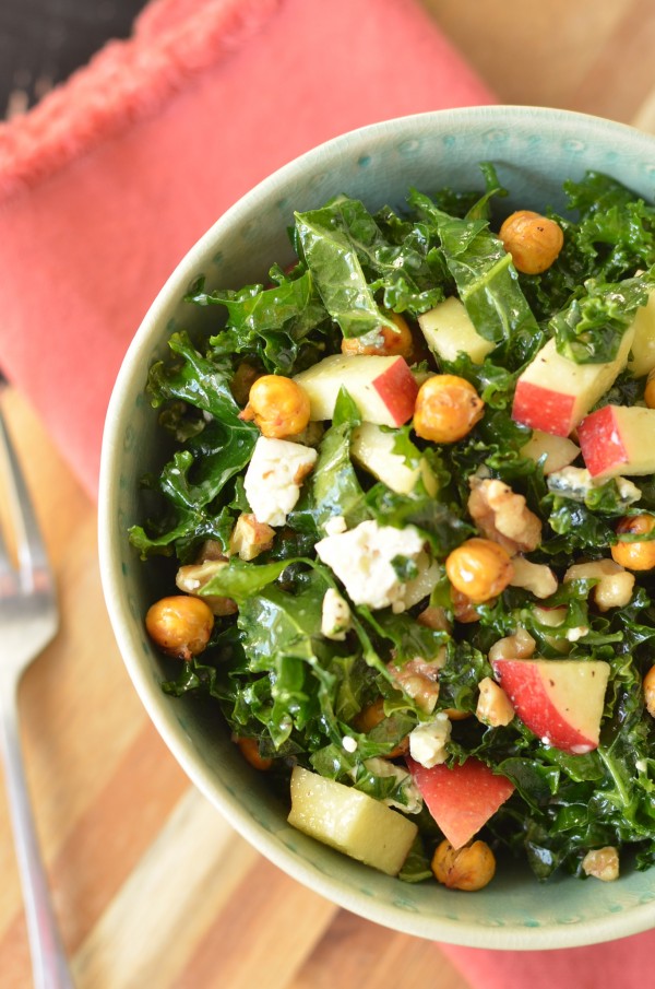 Kale Salad with Roasted Chickpeas and Apple-Miso Vinaigrette