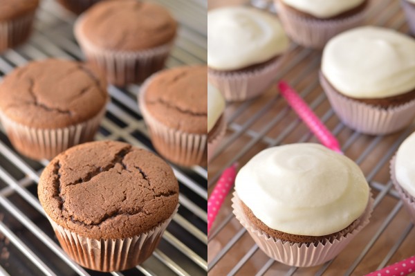 Small Batch Chocolate Cupcakes with Goat Cheese Frosting
