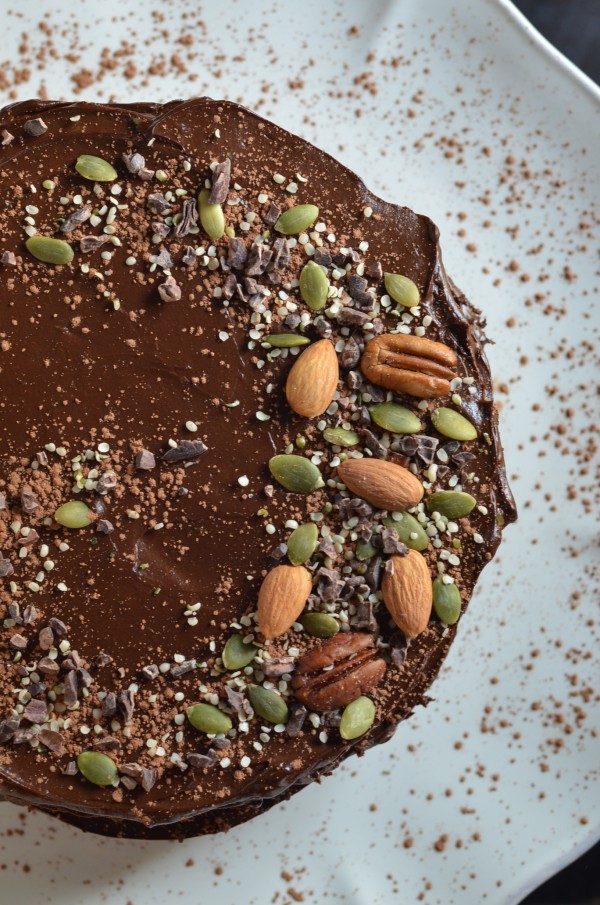 Fudgy Chocolate Beet Cake with Chocolate Avocado Frosting (Vegan + GF)
