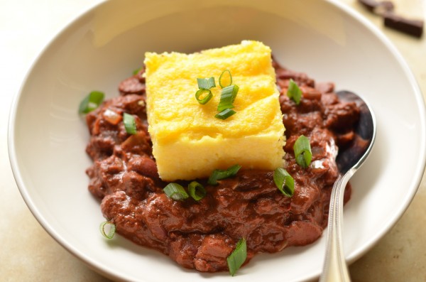 Chipotle Chocolate Chili with Baked Polenta
