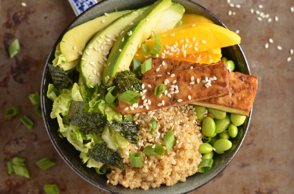 Quinoa Sushi Bowl with Baked Tofu