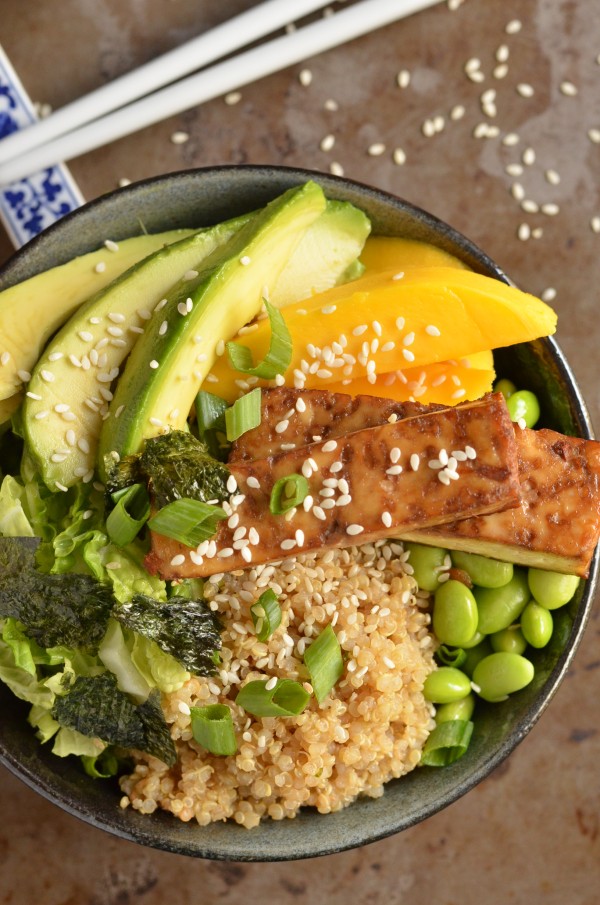 Quinoa Sushi Bowl with Baked Tofu