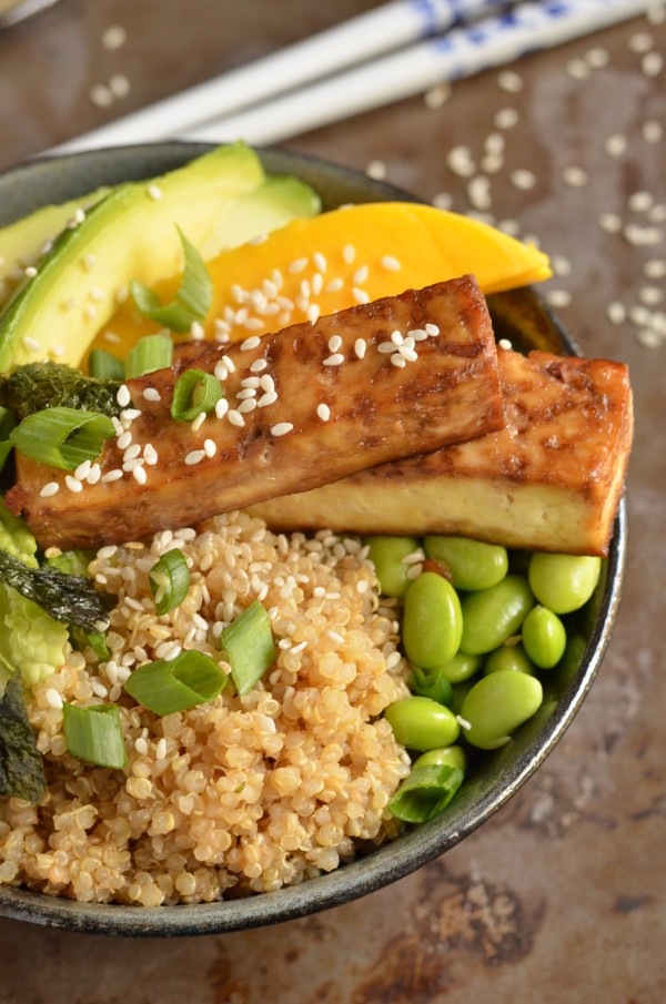 Quinoa Sushi Bowl with Baked Tofu