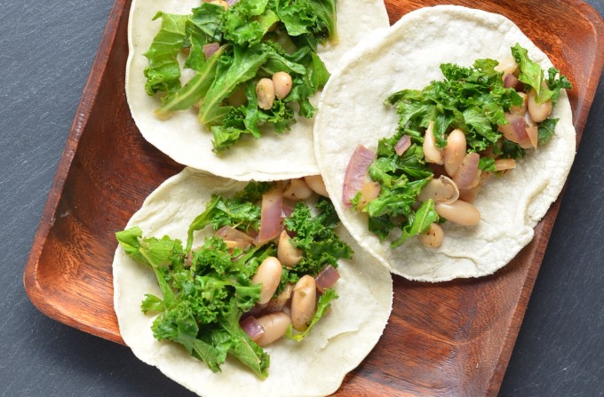 Kale and White Bean Tacos with Chipotle Fruit Salsa