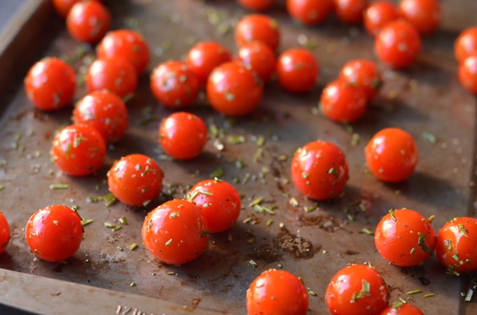 Blue Cheese Polenta with Rosemary Blistered Tomatoes