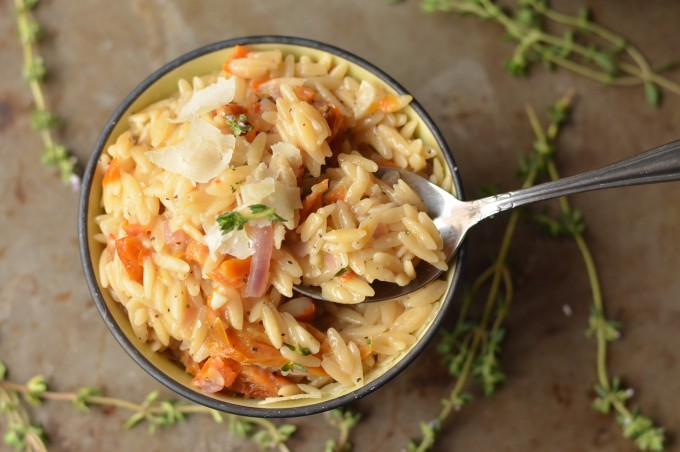 Easy Orzo Risotto with Sun Dried Tomatoes