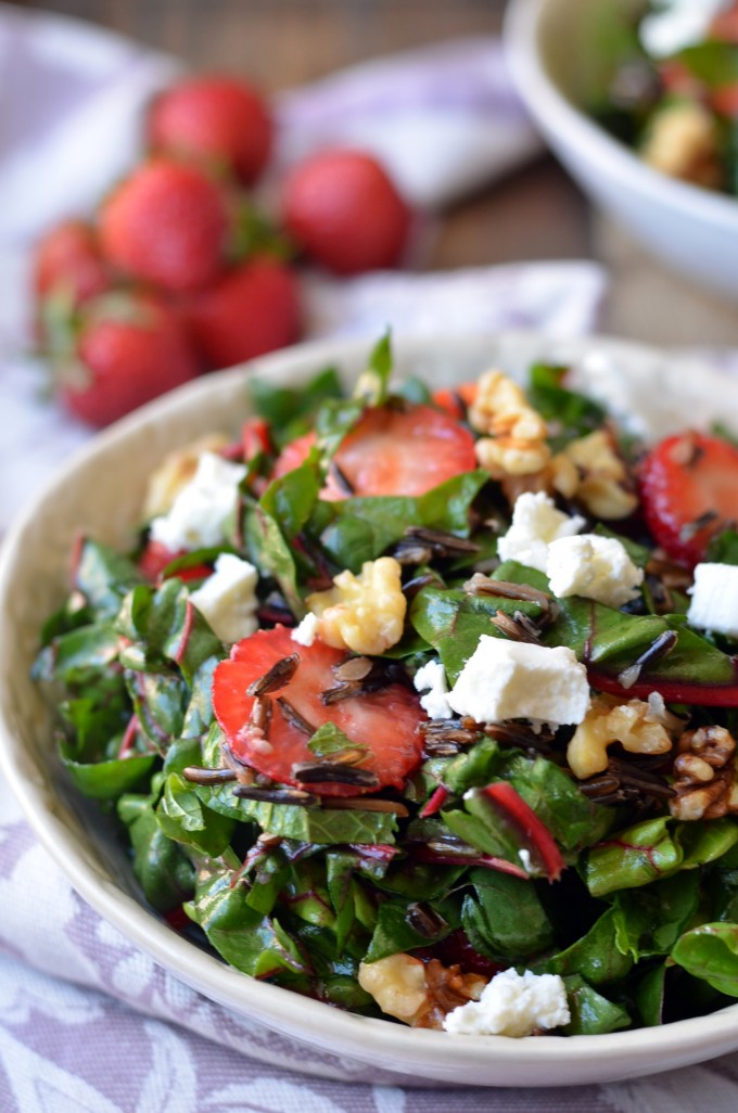 Strawberry, Swiss Chard and Wild Rice Salad | coffeeandquinoa.com