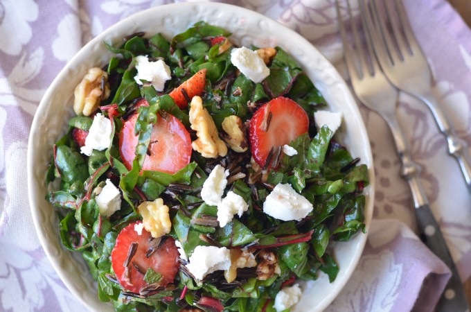 Strawberry, Swiss Chard and Wild Rice Salad | coffeeandquinoa.com