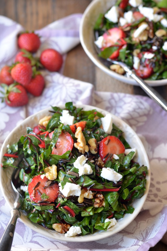 Strawberry, Swiss Chard and Wild Rice Salad | coffeeandquinoa.com