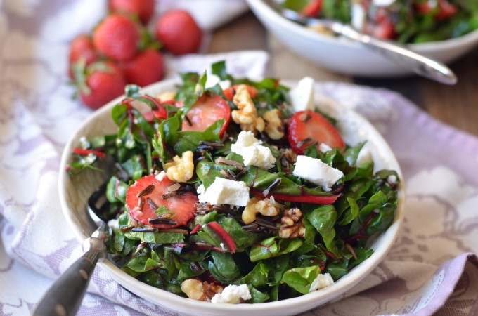 Strawberry, Swiss Chard and Wild Rice Salad | coffeeandquinoa.com