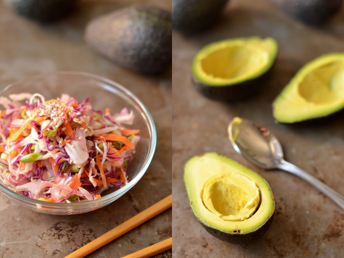 Stuffed Avocados with Crunchy Asian Cabbage Slaw | coffeeandquinoa.com