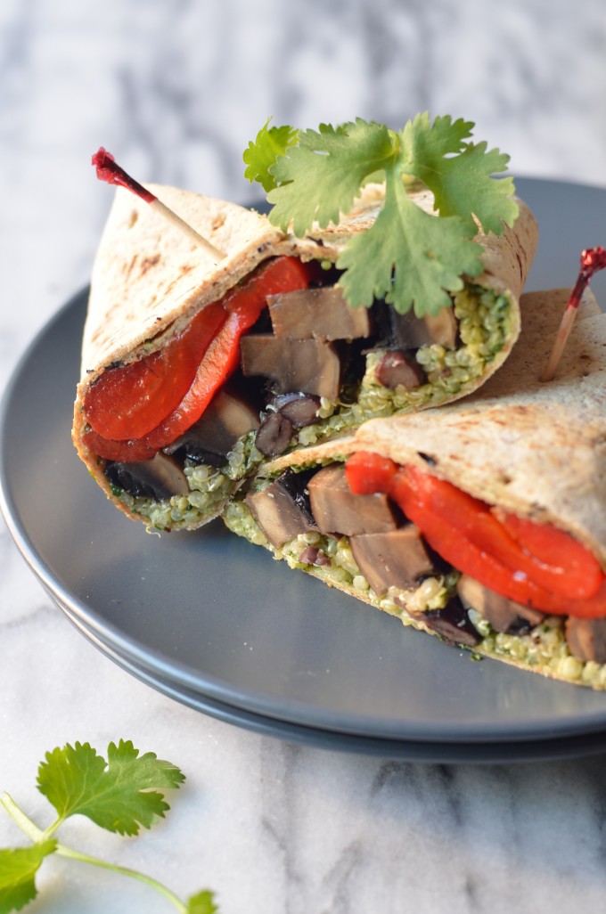 Portobello Quinoa Wraps with Cilantro Pepita Pesto