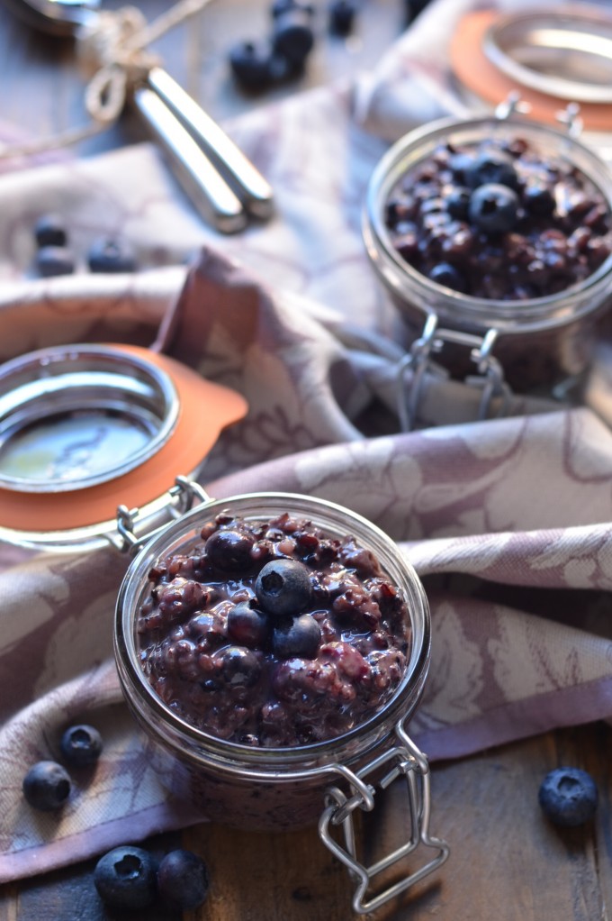 Blueberry Banana Forbidden Rice Pudding