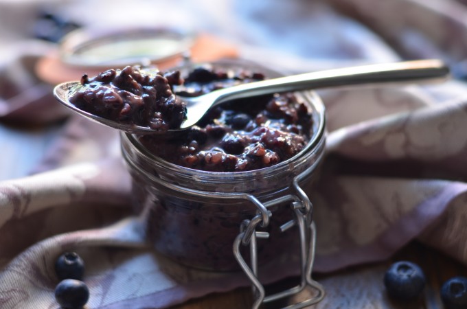 Blueberry Banana Forbidden Rice Pudding