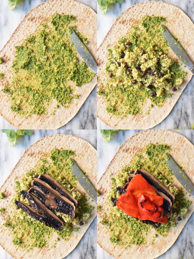 Portobello Quinoa Wraps with Cilantro Pepita Pesto