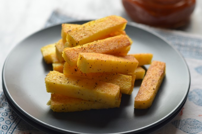 Cheesy Baked Polenta Fries with Tamarind Ketchup | coffeeandquinoa.com