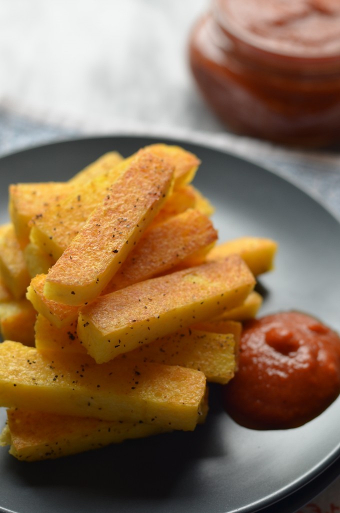 Cheesy Baked Polenta Fries with Tamarind Ketchup | coffeeandquinoa.com