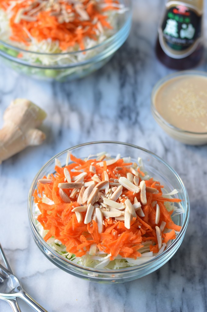 Layered Asian Salad with Sesame Ginger Dressing | coffeeandquinoa.com