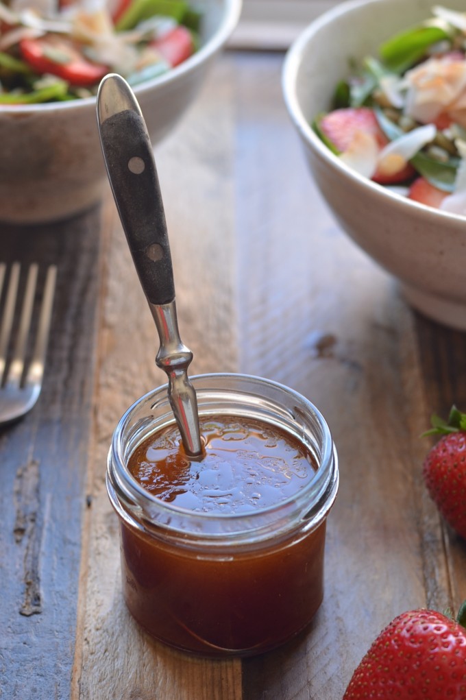 Spinach Salad with Strawberry Jam Vinaigrette | coffeeandquinoa.com