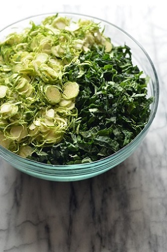 Shredded Kale and Brussels Sprout Salad | coffeeandquinoa.com