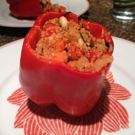 white bean and kale stuffed peppers