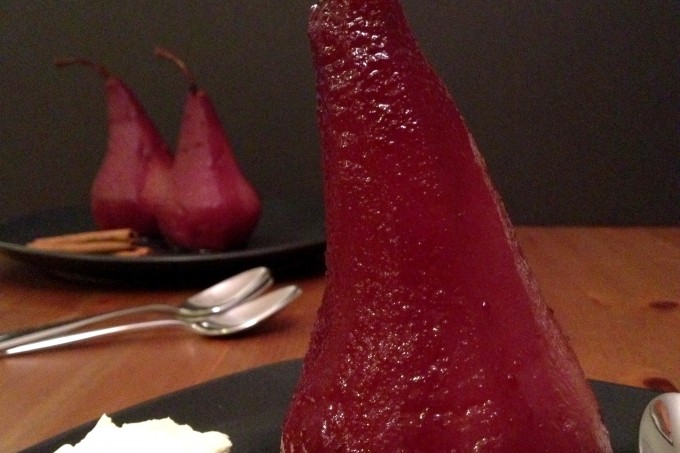red wine poaches pears