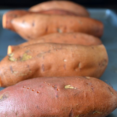 Healthy Leek and Gruyere Sweet Potato Skins