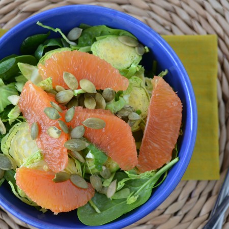 Wilted Spinach & Brussels Sprout Salad