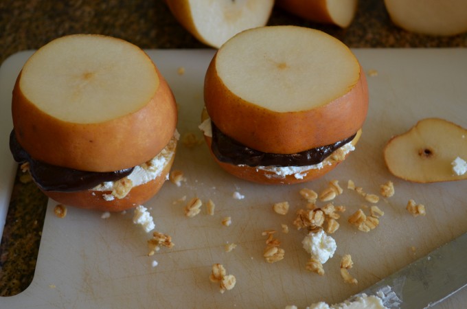 Whole Pear Parfait with Goat Cheese and Chocolate