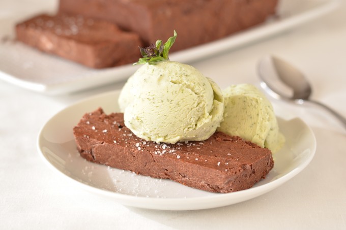 Chocolate Terrine with Sea Salt and Thai Basil Ice Cream