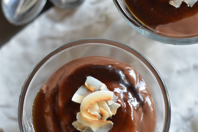 Chocolate Coconut Pudding with Coconut Caramel Sauce (Vegan)