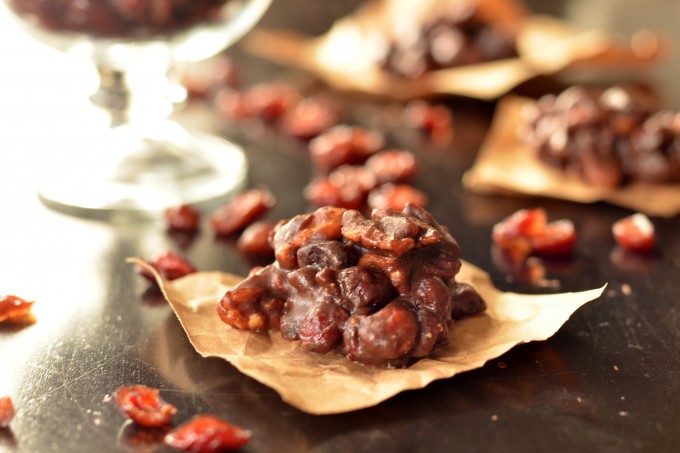 Chocolate Cranberry-Walnut Clusters