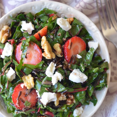 Strawberry, Swiss Chard and Wild Rice Salad | coffeeandquinoa.com