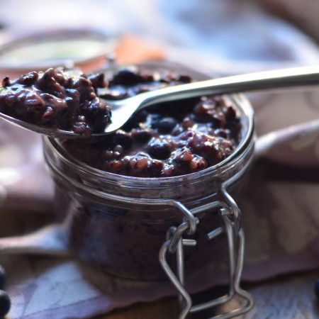 Blueberry Banana Forbidden Rice Pudding